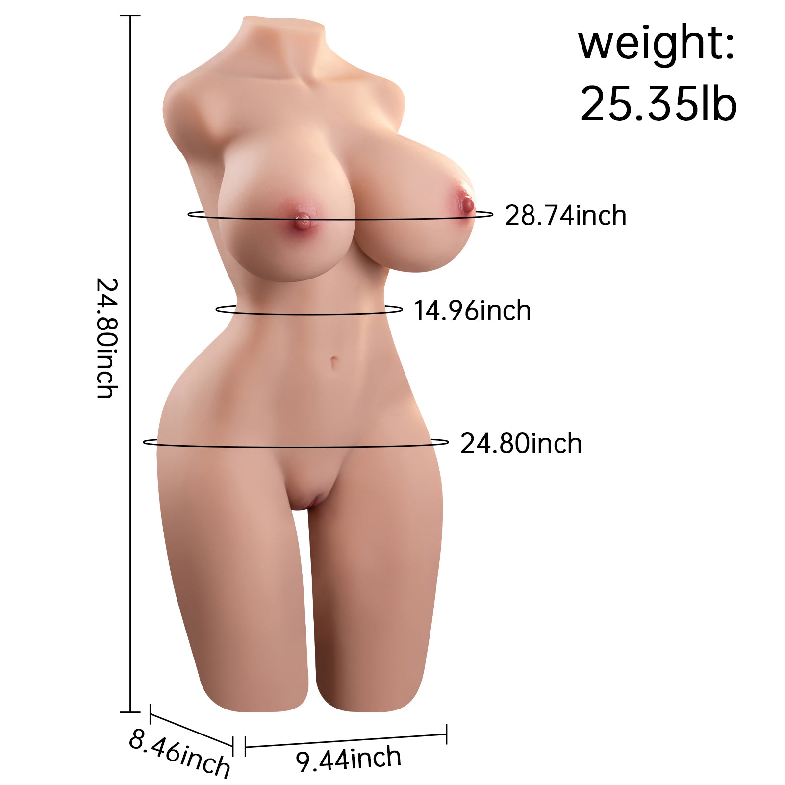 Big Titty Realistic Vagina and Anus Male Sex Doll 25.35LB