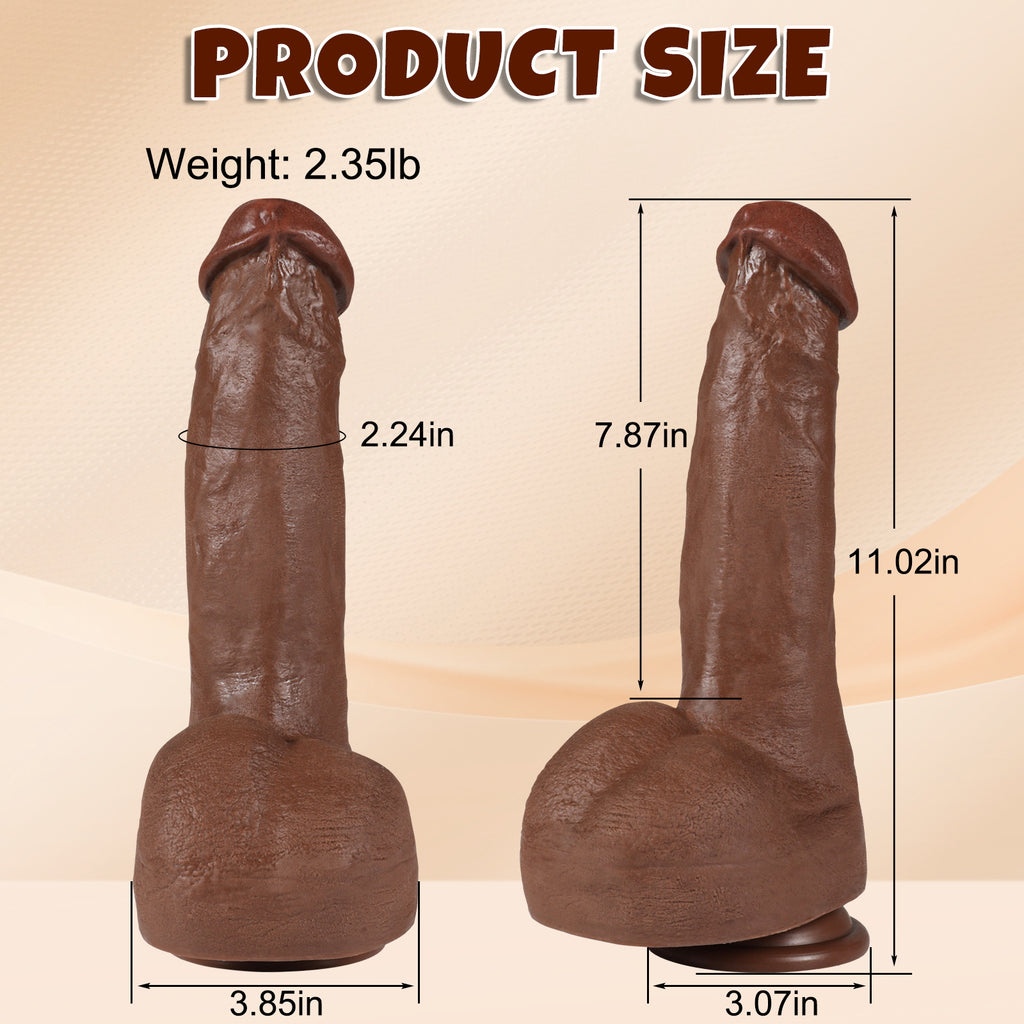 Dark Brown Real Skin Realistic Dildos Huge Thick Dildo Sex Toy 11.02 Inch