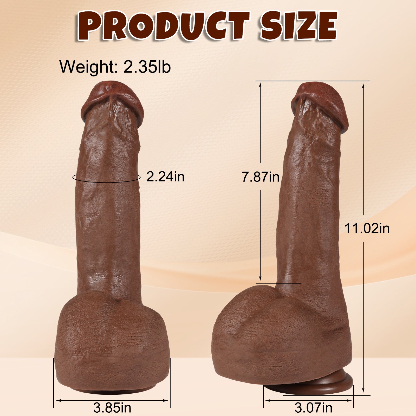 Dark Brown Real Skin Realistic Dildos Huge Thick Dildo Sex Toy 11.02 Inch