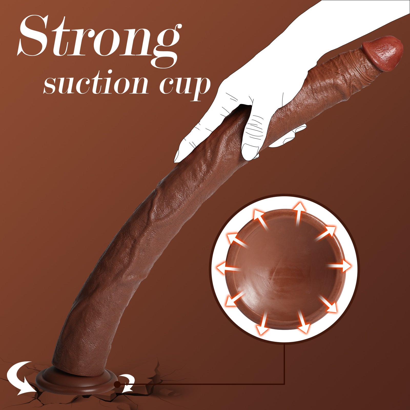 Extra Long Realistic Dildos Dark Brown Real Skin Women Realistic Sex Toys 20.47inch