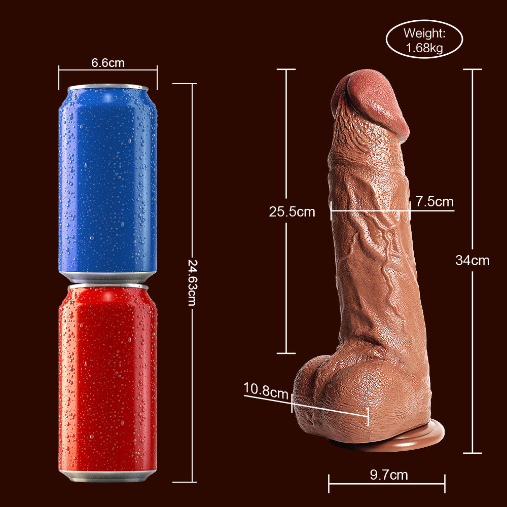 Real Skin Realistic Dildos Flexiable Huge Thick Dildo Sex Toy 13.39 Inch