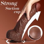 Dark Brown Real Skin Realistic Dildos Huge Thick Dildo Sex Toy 14.17 Inch