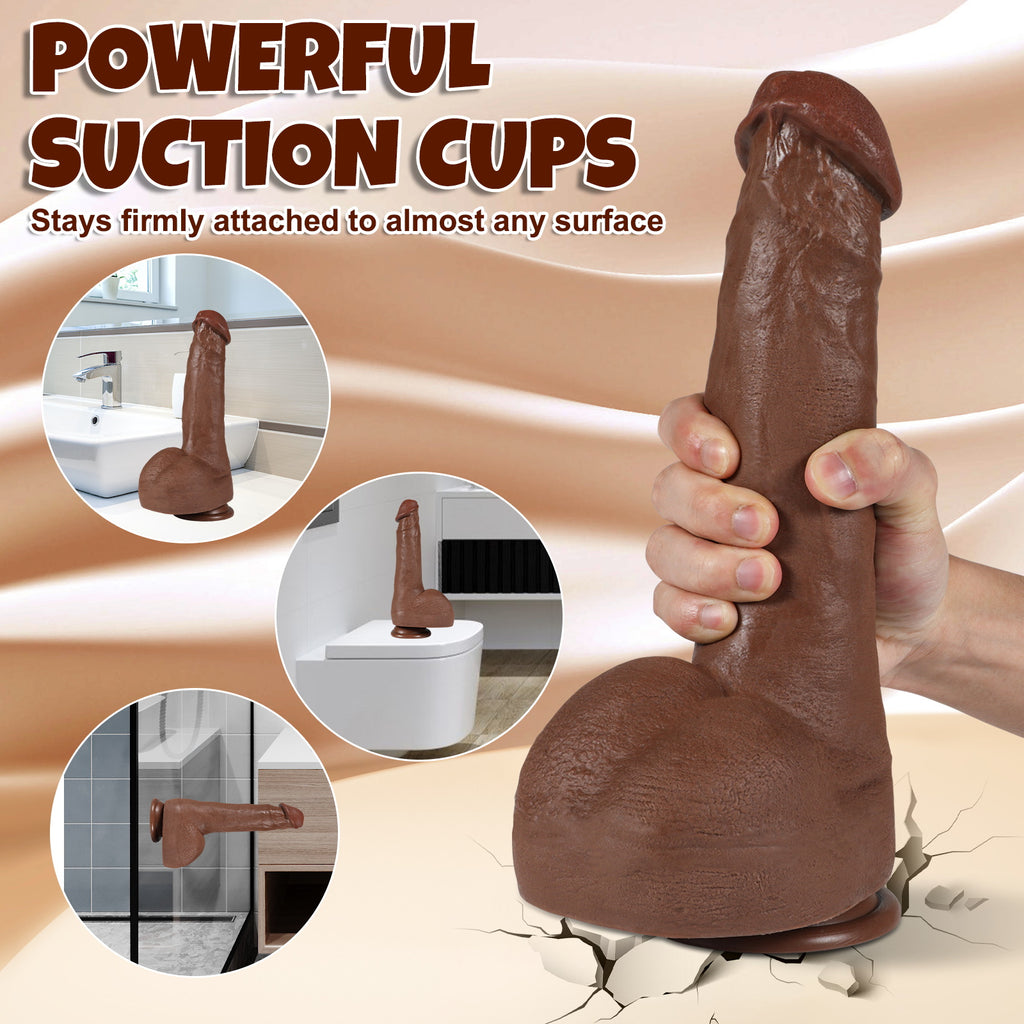 Dark Brown Real Skin Realistic Dildos Huge Thick Dildo Sex Toy 11.02 Inch