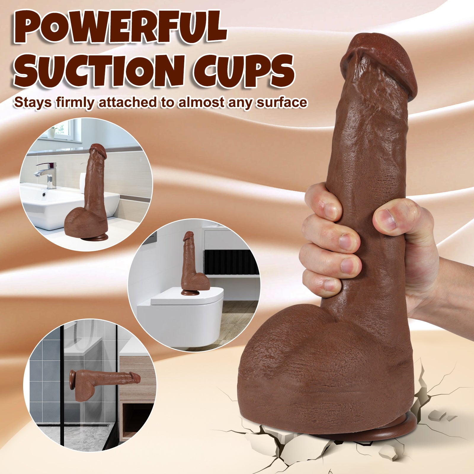 Dark Brown Real Skin Realistic Dildos Huge Thick Dildo Sex Toy 11.02 Inch