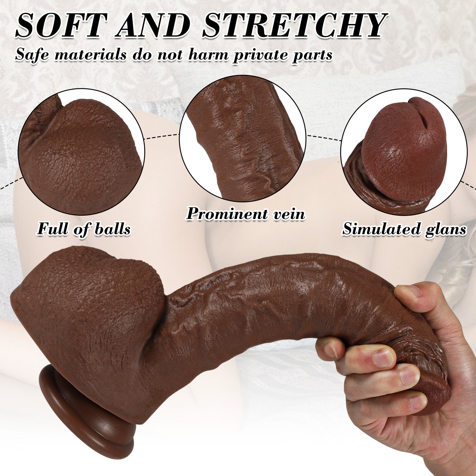Real Skin Realistic Dildos Huge Thick Dildo Women Sex Toy 11.02 Inch