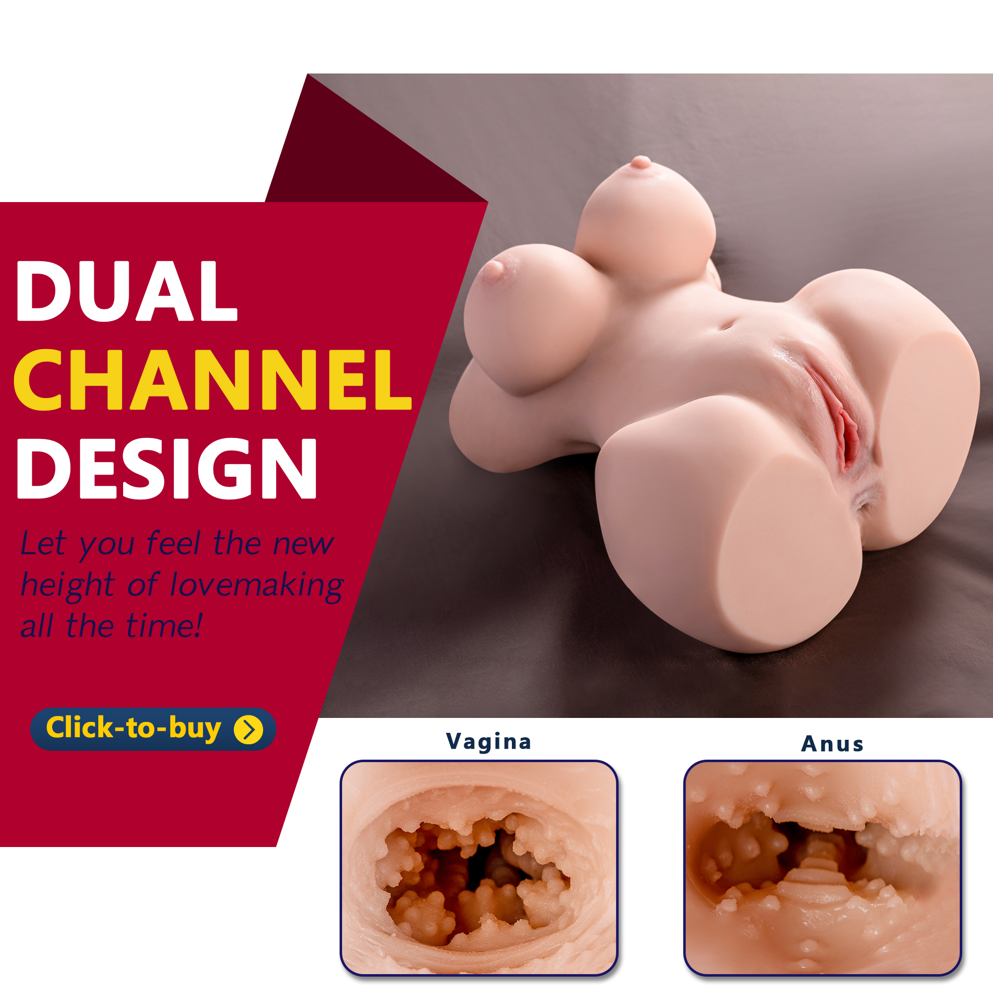 Half Body Big Titty Realistic Vagina and Anus Male Sex Doll 12.1LB
