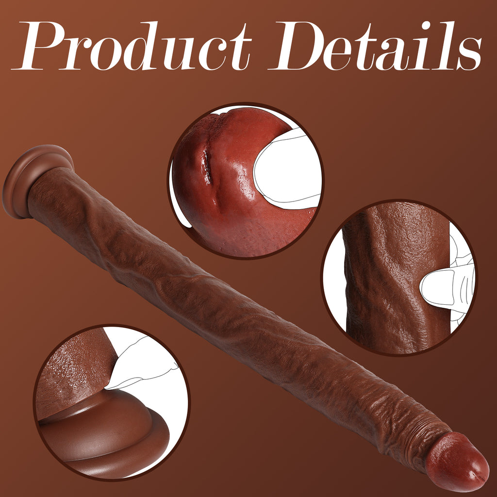 Extra Long Realistic Dildos Dark Brown Real Skin Women Realistic Sex Toys 20.47inch
