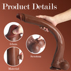 S-Type Extra Long Realistic Dildos Dark Brown Real Skin Women Realistic Sex Toys 22.64 inch
