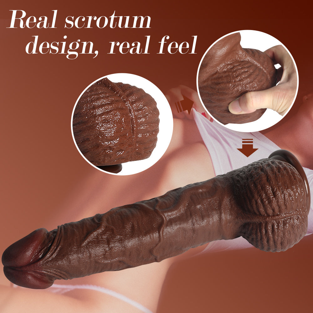 Dark Brown Real Skin Realistic Dildos Huge Thick Dildo Sex Toy 14.17 Inch