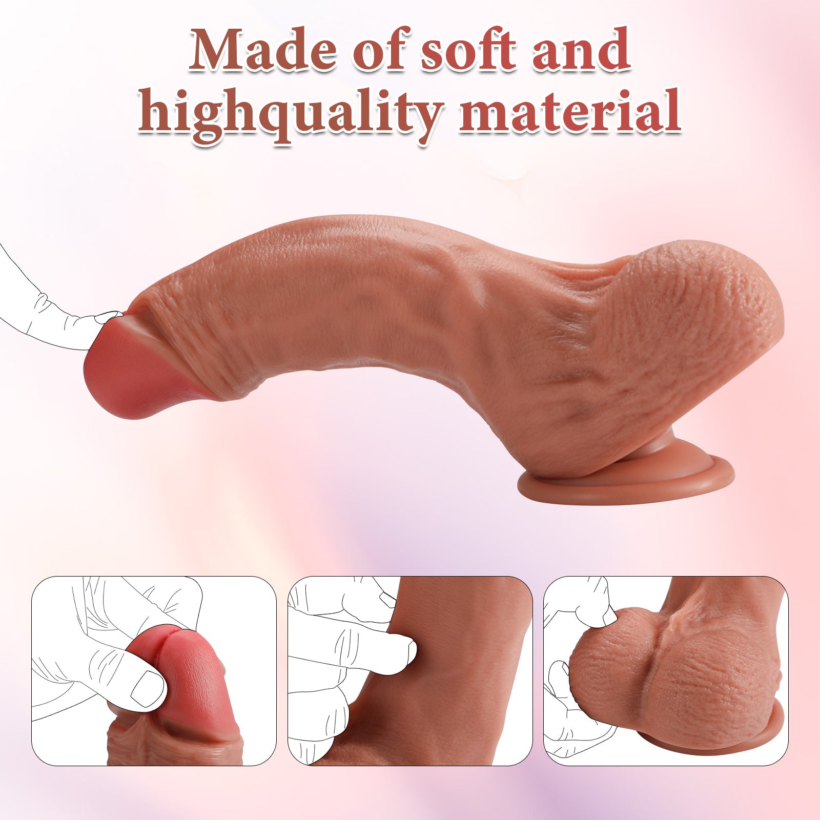 Real Skin Huge Thick Realistic Dildos Women Sex Toy 11.02 inch