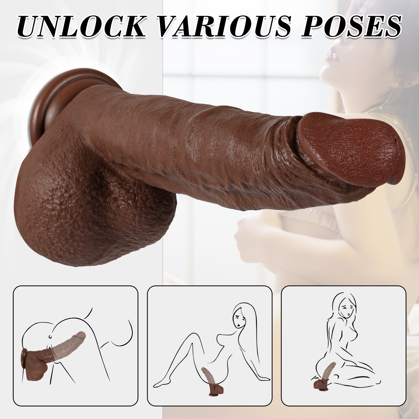 Real Skin Realistic Dildos Huge Thick Dildo Women Sex Toy 11.02 Inch