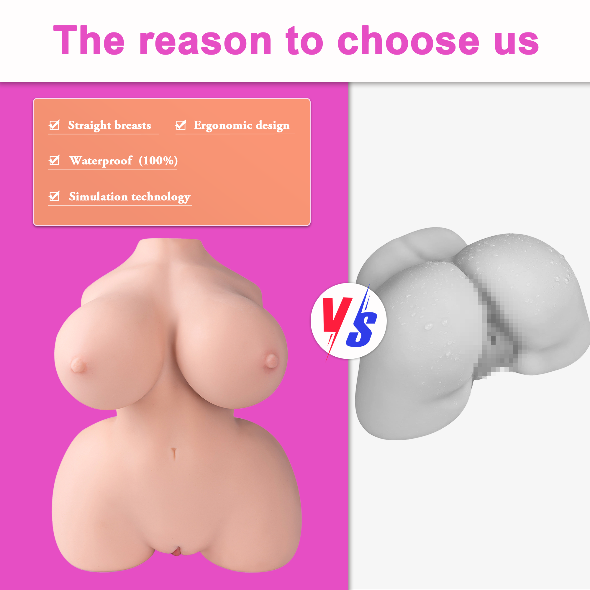 Half Body Big Titty Realistic Vagina and Anus Male Sex Doll 10.5LB