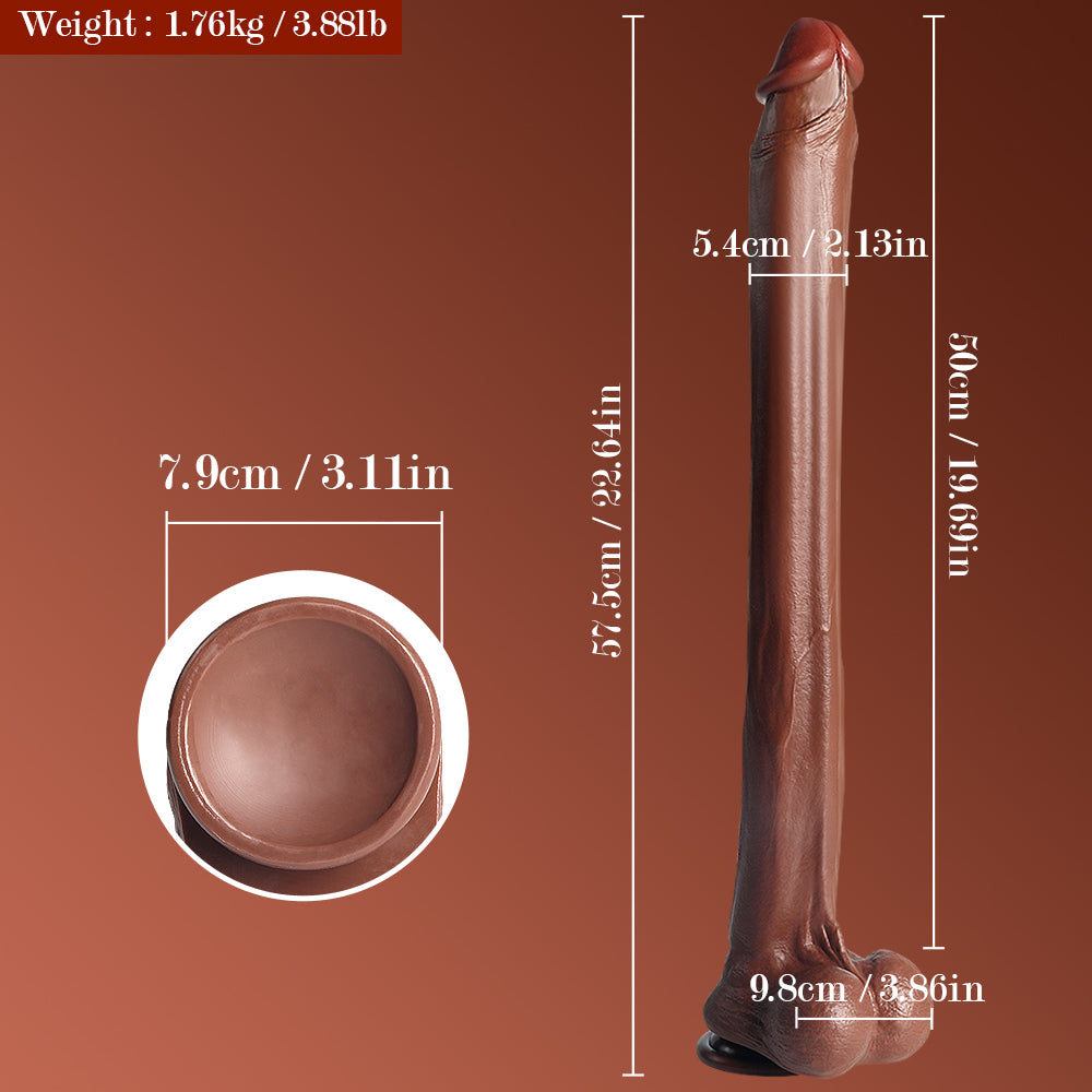 S-Type Extra Long Realistic Dildos Dark Brown Real Skin Women Realistic Sex Toys 22.64 inch