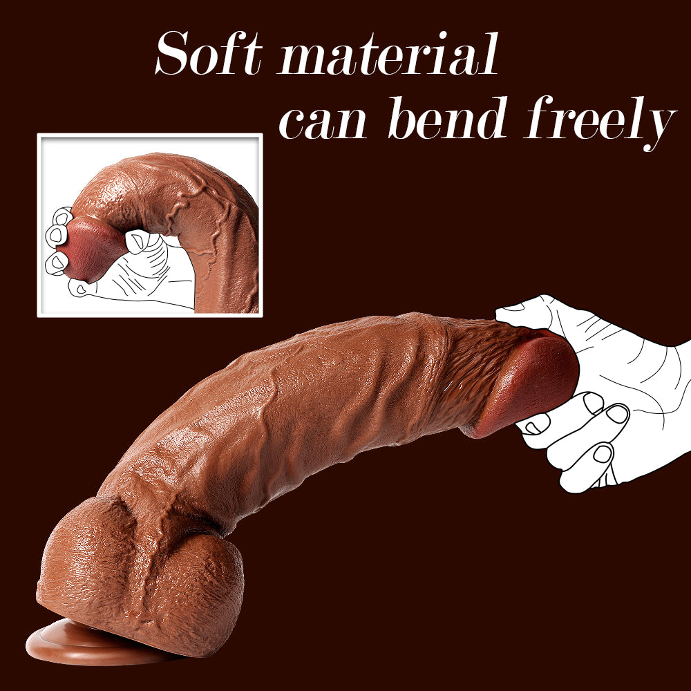 Real Skin Realistic Dildos Flexiable Huge Thick Dildo Sex Toy 13.39 Inch