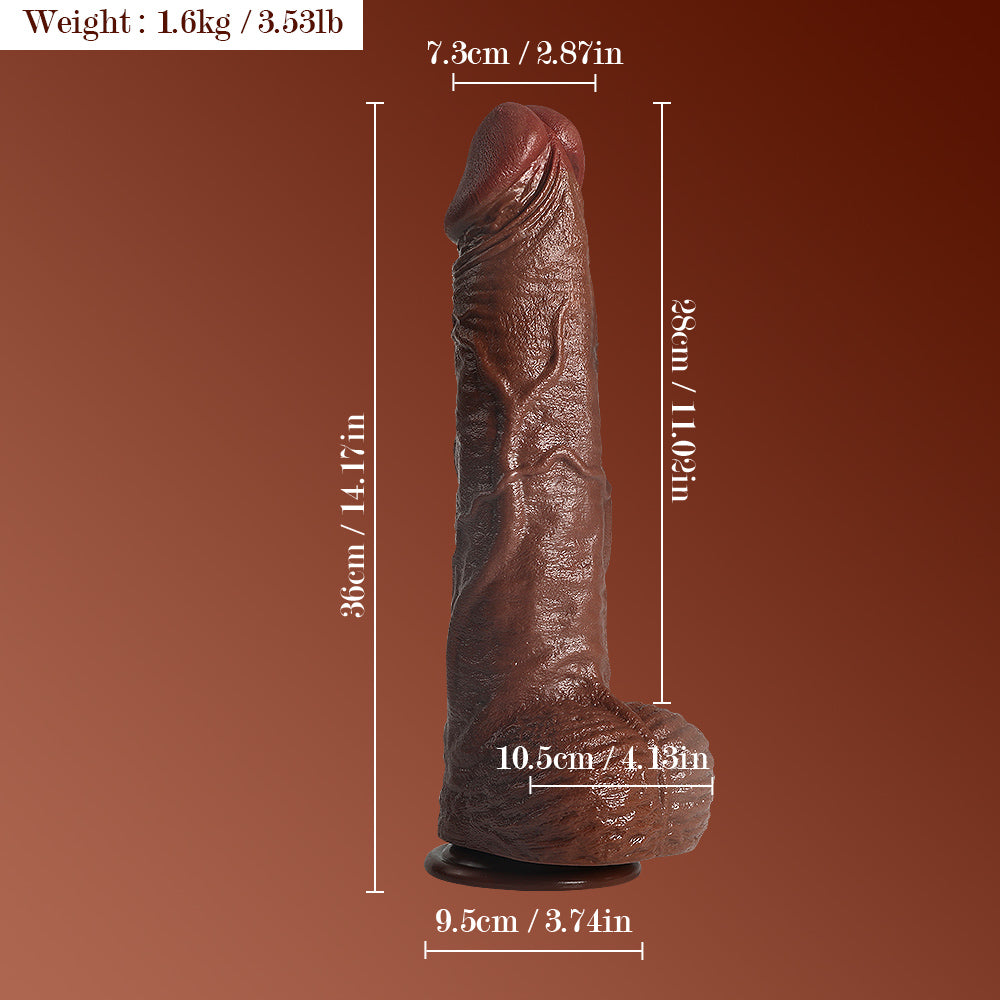 Dark Brown Real Skin Realistic Dildos Huge Thick Dildo Sex Toy 14.17 Inch