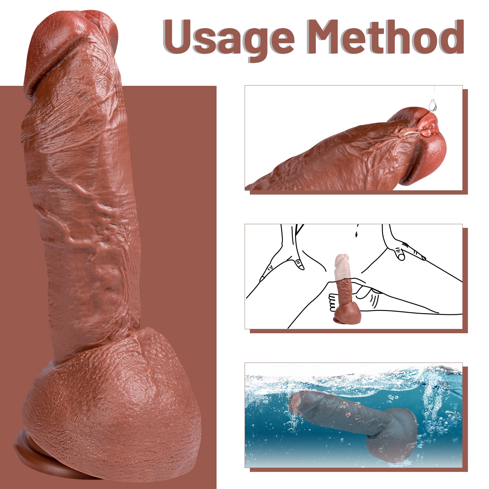 Womens Realistic Dildos Silicone Dildo with Strong Suction Cup 10.24inch
