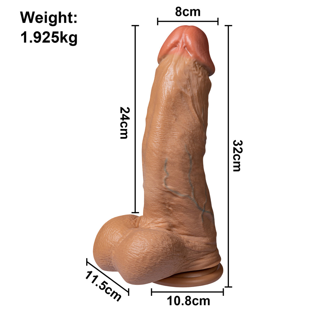 Real Skin Realistic Dildos Huge Thick Dildo with Testis Sex Toy 12.6 Inch